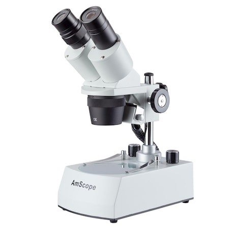 10X-30X Compact Multi-Lens Stereo Microscope, Angled Head, Pillar Stand, Top & Bottom LED Lighting